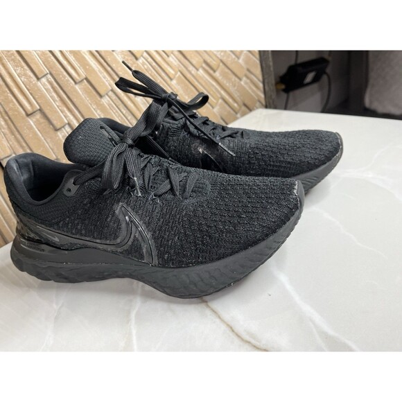 Nike React Infinity Run Flyknit 3 Triple Black DH5392-005 Sneakers Shoes Men 9.5 - Picture 3 of 11